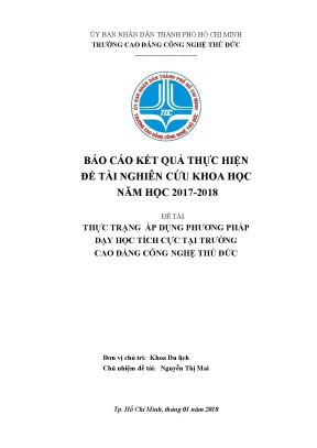 Thực trạng áp dụng phương pháp dạy học tích cực tại trường cao đẳng công nghệ thủ đức