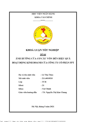 Ảnh hưởng của cơ cấu vốn đến hiệu quả hoạt động kinh doanh của công ty cổ phần fpt