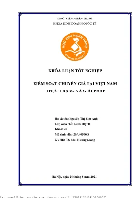 Kiểm soát chuyển giá tại việt nam thực trạng và giải pháp