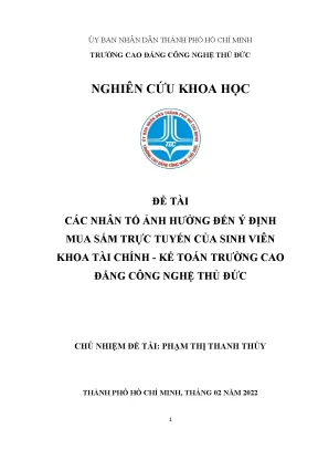 Các nhân tố ảnh hưởng đến ý định mua sắm trực tuyến của sinh viên khoa tài chính kế toán trường cao đẳng công nghệ thủ đức