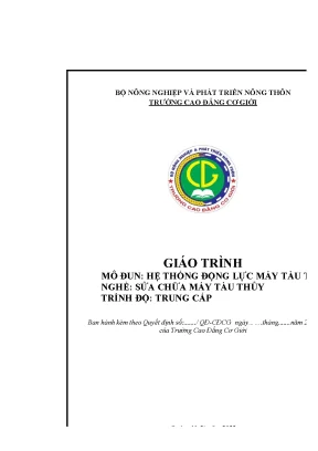 Giáo trình hệ thống động lực máy tàu thủy nghề sửa chữa máy tàu thuỷ trung cấp