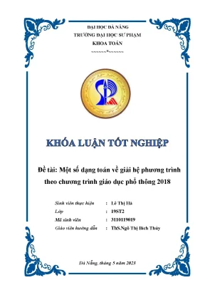 Một số dạng toán về giải hệ phương trình theo chương trình giáo dục phổ thông 2018