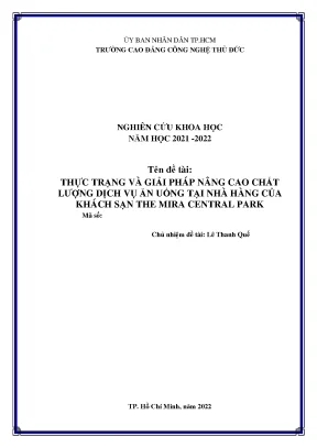 Thực trạng và giải pháp nâng cao chất lượng phục vụ ăn uống tại nhà hàng của khách sạn the mira central park