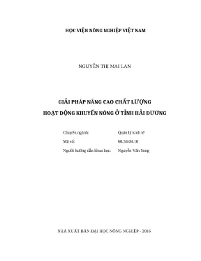 Luận văn thạc sĩ giải pháp nâng cao chất lượng hoạt động khuyến nông ở tỉnh hải dương