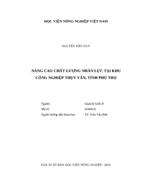Luận văn thạc sĩ nâng cao chất lượng nhân lực tại khu công nghiệp thụy vân tỉnh phú thọ