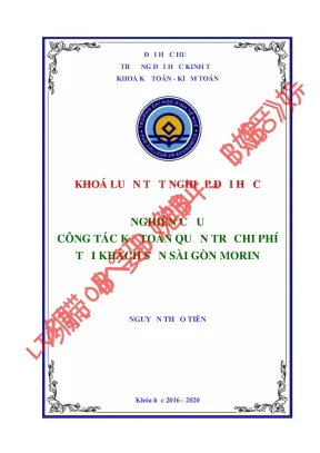Nghiên cứu công tác kế toán quản trị chi phí tại khách sạn sài gòn morin