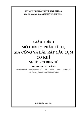 Giáo trình phân tích gia công và lắp ráp các cụm cơ khí nghề cơ điện tử trình độ cao đẳng