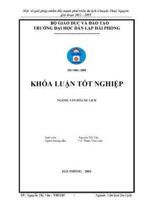 Một số giải pháp nhằm đẩy mạnh phát triển du lịch ở huyện thuỷ nguyên giai đoạn 2011 2015