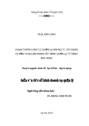 Luận văn thạc sĩ hoàn thiện công tác thẩm định dự án đầu tư của các doanh nghiệp tại ngân hàng tmcổ phần đầu tư và phát triển việt nam chi nhánh từ sơn1
