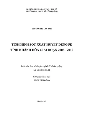 Luận văn tình hình sốt xuất huyết dengue tỉnh khánh hòa giai đoạn 2008 2012
