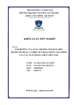 Ảnh hưởng của tăng trưởng tín dụng đến rủi ro tín dụng và hiệu quả hoạt động tài chính của các ngân hàng tmcp việt nam