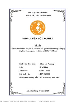 Kế toán doanh thu chi phí và xác định kết quả kinh doanh tại công ty cổ phần thương mại và dịch vụ ibms việt nam