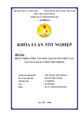Hoàn thiện công tác đào tạo nguồn nhân lực tại ngân hàng tmcp tiên phong khoá luận tốt nghiệp