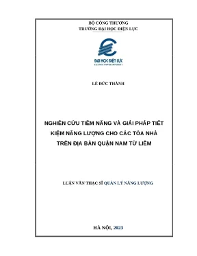 Luận văn thạc sĩ nghiên cứu tiềm năng và giải pháp tiết kiệm năng lượng cho các tòa nhà trên địa bàn quận nam từ liêm
