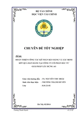 Hoàn thiện công tác kế toán bán hàng và xác định kết quả bán hàng tại công ty cổ phần đầu tư giải pháp xây dựng ag