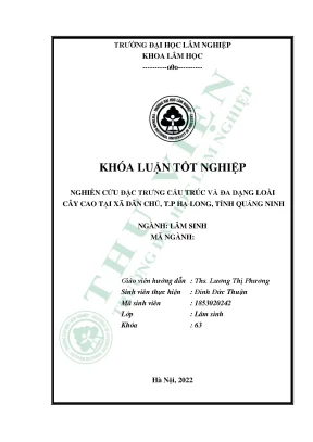 Nghiên cứu đặc trưng cấu trúc và đa dạng loài cây cao tại xã dân chủ t p hạ long tỉnh quảng ninh