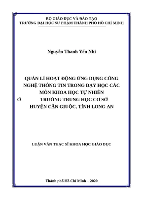 Luận văn thạc sĩ quản lí hoạt động ứng dụng công nghệ thông tin trong dạy học các môn khoa học tự nhiên ở trường