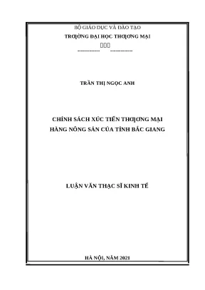 Luận văn thạc sĩ chính sách xúc tiến thương mại hàng nông sản của tỉnh bắc giang