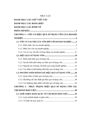Luận văn thạc sĩ hiệu quả sử dụng vốn của tập đoàn bảo việt