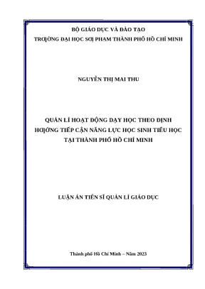 Luận án tiến sĩ quản lý hoạt động dạy học theo định hướng tiếp cận năng lực học sinh tiểu học tại thành phố hồ chí minh