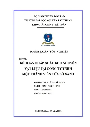 Kế toán nhập xuất kho nguyên vật liệu tại công ty tnhh một thành viên cửa sổ xanh
