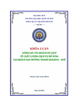 Đánh giá của khách du lịch về chất lượng dịch vụ bổ sung tại khách sạn mường thanh holiday huế