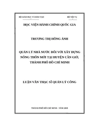 Luận văn thạc sĩ quản lý nhà nước đối với xây dựng nông thôn mới tại huyện cần giờ thành phố hồ chí minh