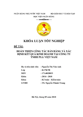 Hoàn thiện công tác kế toán bán hàng và xác định kết quả kinh doanh tại công ty tnhh plg việt nam khoá luận tốt nghiệp