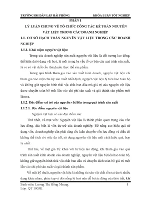 Lý luận chung về tổ chức công tác kế toán nguyên vật liệu trong các doanh nghiệp