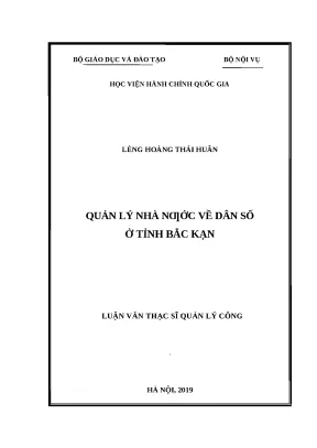 Luận văn thạc sĩ quản lý nhà nước về dân sổ ở tỉnh bắc kạn