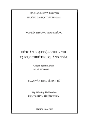 Luận văn thạc sĩ kế toán hoạt động thu chi tại cục thuế tỉnh quảng ngãi
