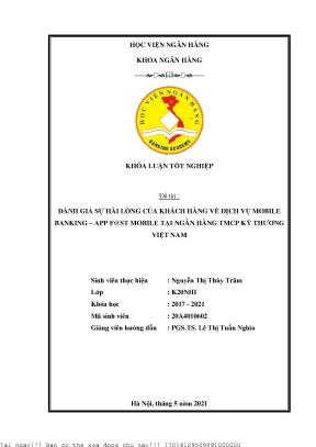 Đánh giá sự hài lòng của khách hàng về dịch vụ mobile banking app fst mobile tại ngân hàng tmcp kỹ thương việt nam