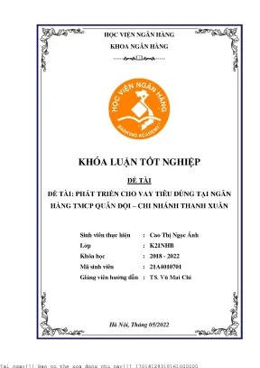 Phát triển cho vay tiêu dùng tại ngân hàng thương mại cổ phần quân đội chi nhánh thanh xuân