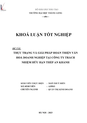 Thực trạng và giải pháp hoàn thiện văn hoá doanh nghiệp tại công ty trách nhiệm hữu hạn thép an khánh