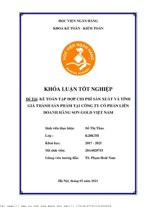 Kế toán tập hợp chi phí sản xuất và tính giá thành sản phẩm tại công ty cổ phần liên doanh hãng sơn gold việt nam