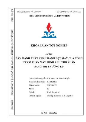Đẩy mạnh xuất khẩu hàng may mặc của công ty cổ phần may minh anh thọ xuân sang thị trường eu