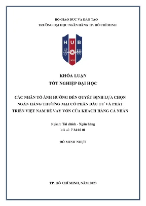 Các nhân tố ảnh hưởng đến quyết định lựa chọn ngân hàng thương mại cổ phần đầu tư và phát triển việt nam để vay vốn của khách hàng cá nhân