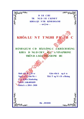 Đánh giá mức độ hài lòng của khách hàng khi sử dụng dịch vụ 4g của vinaphone trên địa bàn thành phố huế