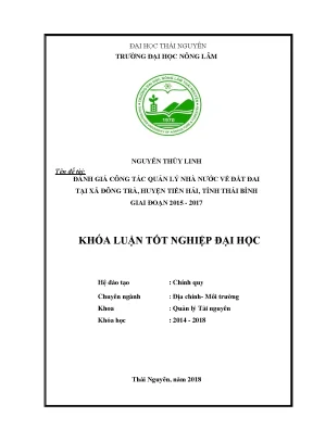 Khóa luận đánh giá công tác bồi thường giải phóng mặt bằng và tác động đến đời sống người dân trong dự án đường hồ núi cốc đoạn qua xã quyết thắng thành phố thái nguyên