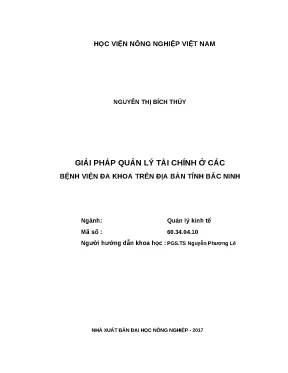 Luận văn thạc sĩ giải pháp quản lý tài chính ở các bệnh viện đa khoa trên địa bàn tỉnh bắc ninh