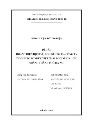 Hoàn thiện dịch vụ logistics của công ty tnhh sitc bondex việt nam logistics chi nhánh tại thành phố hà nội