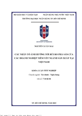 Các nhân tố ảnh hưởng tới rủi ro phá sản của các doanh nghiệp niêm yết ngành sản xuất tại việt nam 2023
