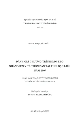 Luận văn đánh giá chương trình đào tạo nhân viên y tế thôn bản tại tỉnh bạc liêu