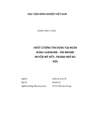 Luận văn thạc sĩ chất lượng tín dụng tại ngân hàng agribank chi nhánh huyện mỹ đức thành phố hà nội