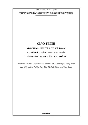 Giáo trình nguyên lý kế toán nghề kế toán doanh nghiệp trình độ trung cấpcao đẳng