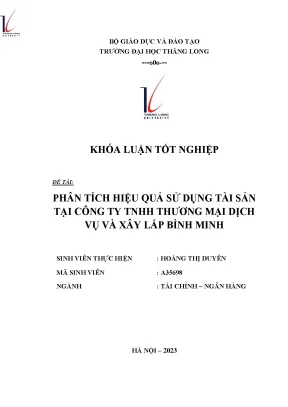 Phân tích hiệu quả sử dụng tài sản tại công ty tnhh thương mại dịch vụ và xây lắp bình minh