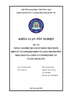 Nâng cao hiệu quả xuất khẩu mặt hàng điện tử và linh kiện điện tử sang thị trường nhật bản tại công ty cổ phần đầu tư và xây dựng 3tc