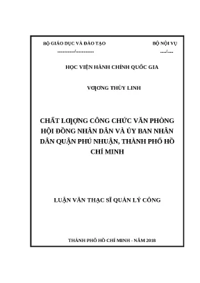 Luận văn thạc sĩ chất lượng công chức văn phòng hội đồng nhân dân và ủy ban nhân dân quận phú nhuận thành phố hồ chí minh