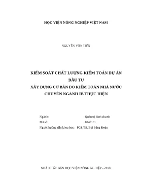 Luận văn thạc sĩ kiểm soát chất lượng kiểm toán dự án đầu tư xây dựng cơ bản do kiểm toán nhà nước chuyên ngành ib thực hiện