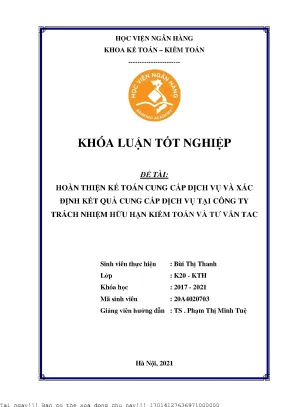 Kế toán cung cấp dịch vụ và xác định kết quả cung cấp dịch vụ tại công ty tnhh kiểm toán và tư vấn tac